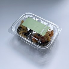 Tinapicnic 迷你2格透明一次性容器 + 淺綠色感謝貼紙組, 20套, 一次性容器 + 貼紙