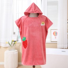 索尼歐 可愛水果刺繡連帽浴袍 寬80cm x 長180cm, 02 粉紅色, 1個