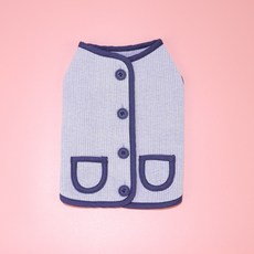 Design Sano 寵物絎縫口袋開襟衫, 藍色