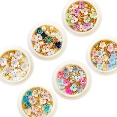 花朵寶石盒美甲飾品6件組 KN-P1022, 1個, 混色