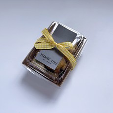 T'na Picnic 迷你牛皮拋棄式容器 + 灰色貼紙 + 黃色緞帶套組, 20套, 便當容器(20入) + 灰色貼紙(20入) + 黃色緞帶(20入)