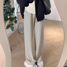 daysoy 條紋寬版孕婦長褲