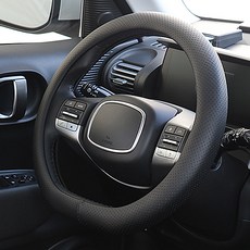 MORUN 汽車皮革方向盤套 打孔D型, 單色黑