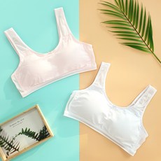헤이주니 여아용 2단계 코튼 메쉬 학생 브라 2종 세트