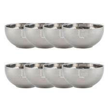 恐龍印花雙層不鏽鋼碗組, 銀色, 8入