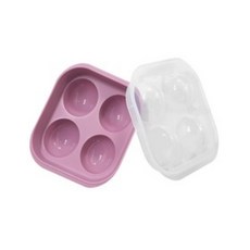 薩姆生活 矽膠4格冰球 大冰塊模具 圓形冰塊模具, 灰粉色