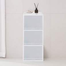 샤바스 1단 수납박스, 화이트 + 투명, 3개