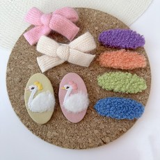 BEASOL 女童天鵝髮夾8件組