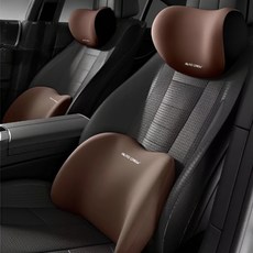 오토크루 차량용 넥스타 메모리폼 목쿠션 목배게 허리쿠션 세트 AC-N2, 브라운, 1세트