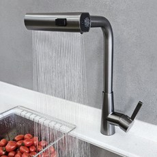 랜디 거위목 폭포수 싱크대 수전 흑니켈, 1개