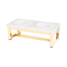 King jessi 寵物餐桌 金色鏡面框架 阿利斯頓陶瓷碗 JS-B, 2個, 白色