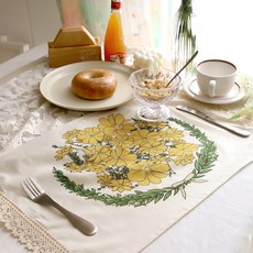 CASA VERDE 花卉圖案桌墊, 黃花, 52 x 35 厘米