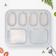 RAONNURI Well-made 全不鏽鋼6格成人密封蓋+餐盤組, 單一顏色, 1套