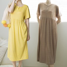 테라우드 여성용 냉감 쿨링 롱원피스 잠옷 2p