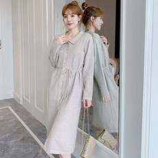 孕婦襯衫領針織連身裙