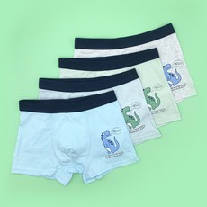Pudding Underwear男童款棉質恐龍四角內褲 4件組