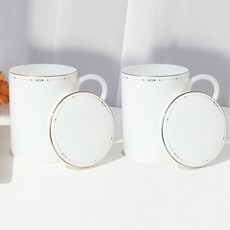 韓國陶瓷 Chinaware Wishes 附蓋馬克杯 300ml 金色 + 鉑金色 套組, 金色, 鉑金色, 1套