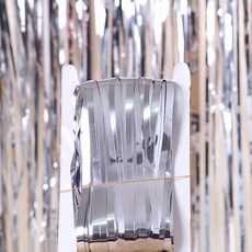 Market A 派對裝飾流蘇鋁箔窗簾 1 x 3 m, 銀色, 3個