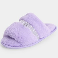 Barbie 女童貼鑽裝飾絨毛室內拖鞋 BBDU79W02
