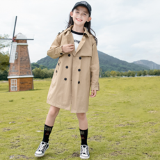 Orange Damul女童款肩膀口袋鈕扣風衣外套