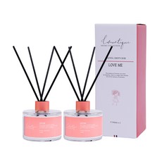 로맨띠끄 퍼퓸 파스텔 디퓨저 200ml x 2p + 섬유스틱 8p 세트, 러브미, 400ml, 1세트