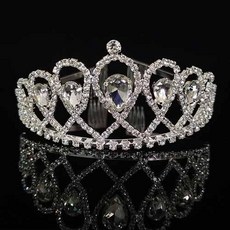 Damon 圓形大珠飾點綴婚禮皇冠 MNB034, 銀色, 1個