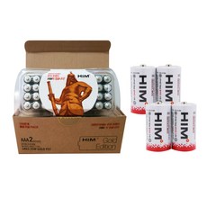 HIM 알카라인 AAA 건전지40p + 알카라인 C 4p 세트, 2개