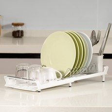 Kamamo 伸縮碗盤瀝水架 迷你, 白色