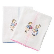 Giant baby 佳嬰 高級紗布印花澡巾, 白色, 2條, 1組