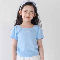 ROROCHAT 兒童羅紋半短版蝴蝶結刺繡Jend短袖T恤