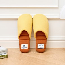 Modern House 可水洗鬆餅格紋拼色室內拖鞋, 1個, 黃色 + 駝色