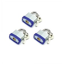 Blue Earth 鐵板掛鎖 大 銀+藍色, 3個