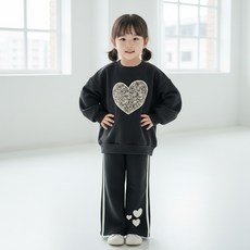 KIDSCOMO 兒童刷毛愛心砰砰上下裝套組