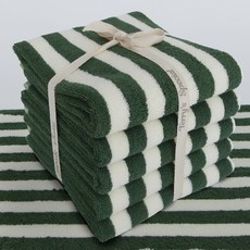 TERRY PALMER 條紋設計染色飯店毛巾 180g 30支棉紗, 綠色+象牙色, 5個