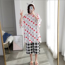 大尺碼T恤舒適長褲孕婦睡衣上下套裝