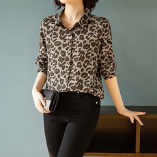 Murielle 女款基本款豹紋襯衫式上衣