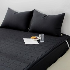 LucidSleep 韓國製 柔軟艾蜜莉抗過敏水洗附固定帶床墊, 午夜黑