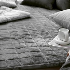 taccatacca 素色超細纖維固定帶床墊, 炭灰色