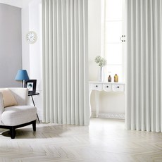 SIWOO DECO 夏洛特穿環式遮光窗簾 2入 + 窗簾綁帶 2入組, 打孔型, 雪白色