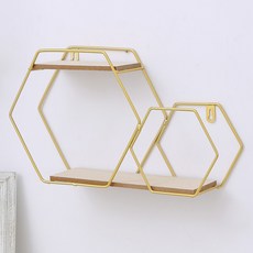 Topsiga TCR 室內裝飾雙六角形壁掛架, 金色