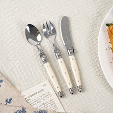 라귀올 디저트 스푼 + 포크 + 나이프 세트, 아이보리, 1세트, 티스푼 + 케이크포크 + 버터나이프