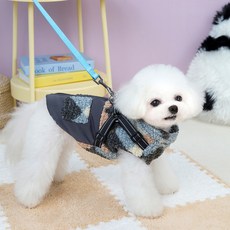 칠시 반려동물 가을 겨울 하네스 후리스 조끼, 블루, 1개