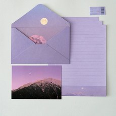 ONUL 포토그래피 편지지 + 엽서 세트, 퍼플마운틴, 1세트