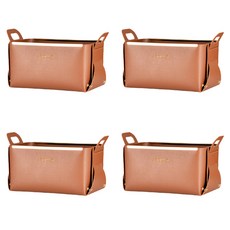 사각 오거나이저 가죽 수납 바구니 YT_RA952, 다크 브라운, 4개