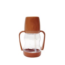 AGAFURA Raon系列Tritan材質防溢吸管學習杯, 250ml, 1個, 焦糖棕