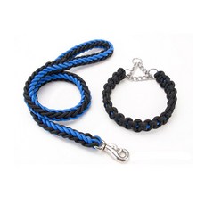 두리펫 대형견전용 튼튼한 목줄 + 리드줄 1.2m 세트, 블루 + 블랙, 1세트