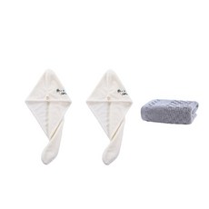 柔軟髮巾 SG48 2入 + 洗臉毛巾套組, 類型3, 1套