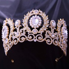 花朵形狀裝飾皇冠 WC822, 1個, 金色白色