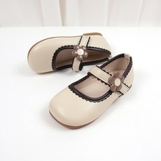 BEBEMARU 女童花朵波浪紋皮鞋 9726