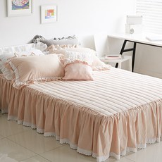 류금숙 여자의 순수 광목워싱 프릴 롱 침대커버